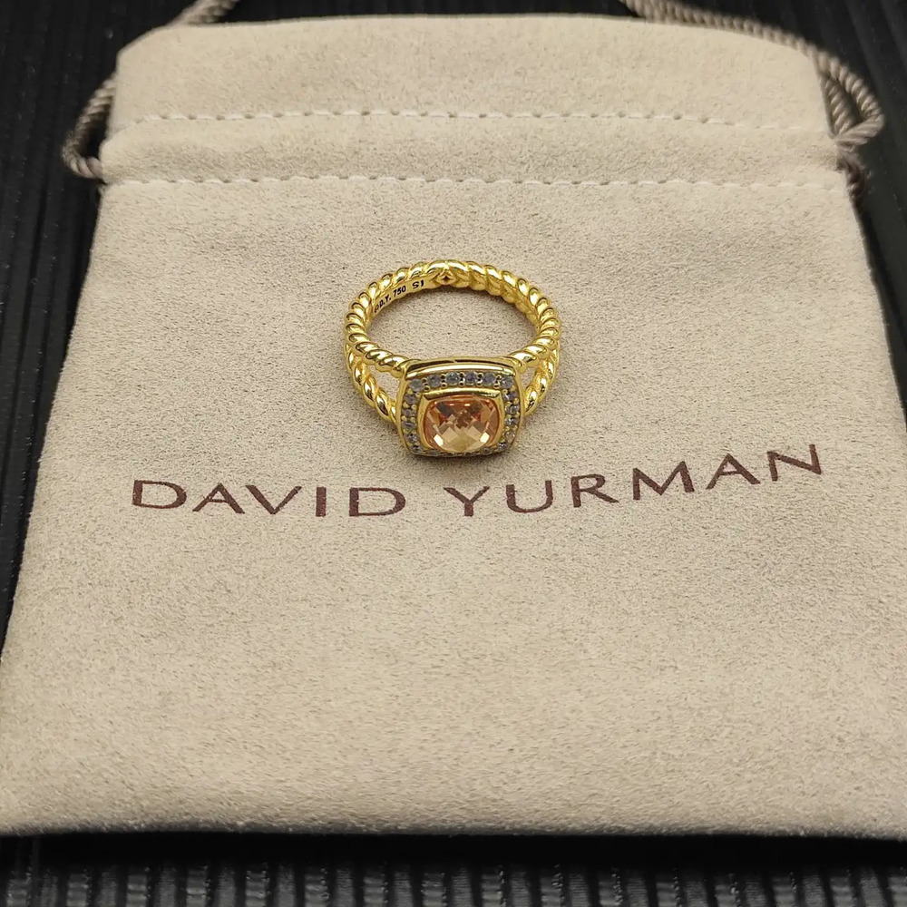David Yurman Champagne Gold Square Diamond Ring